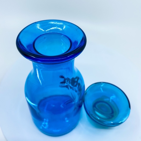 Vintage Belgium Turquoise Vio-Bec Apothecary Jar Gold Lettering 6” Lid - Picture 10 of 12